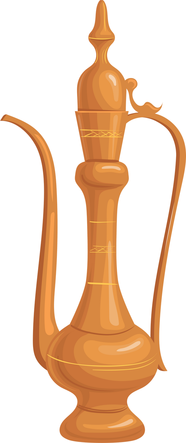 Middle eastern pitcher. Ancient arabian cartoon jug